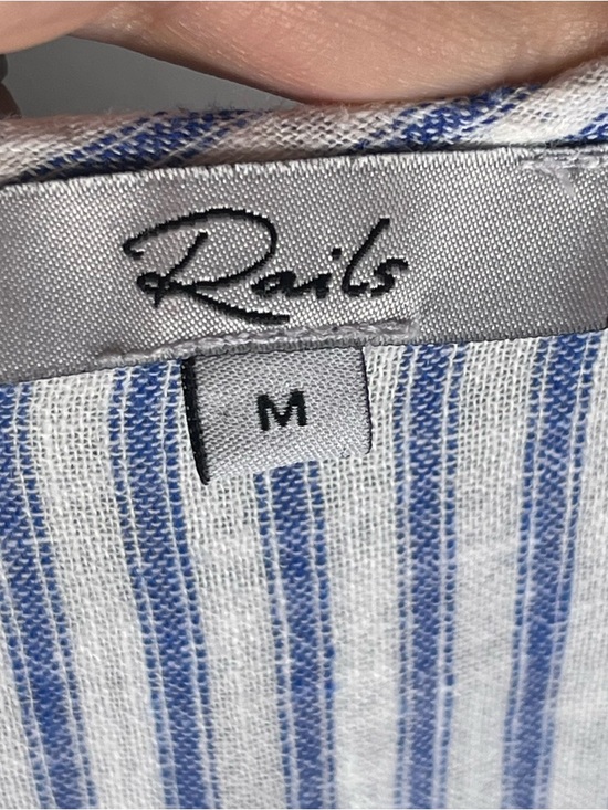 Rails Ashlyn Fremont Stripe Cap Sleeve Tiered Midi Dress Blue/White Size Med - Picture 4 of 11